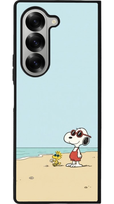 Coque Samsung Galaxy Z Fold6 - Silicone rigide noir Snoopy on the beach Summer 2026