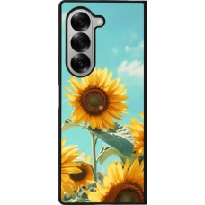 Coque Samsung Galaxy Z Fold6 - Silicone rigide noir Sunflowers Summer 2026