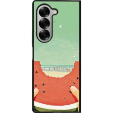 Coque Samsung Galaxy Z Fold6 - Silicone rigide noir Views through a watermelon Summer 2026