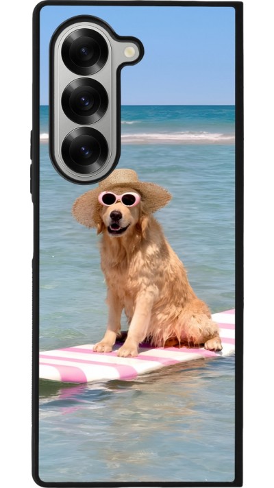 Coque Samsung Galaxy Z Fold6 - Silicone rigide noir Summer Dog on Paddle