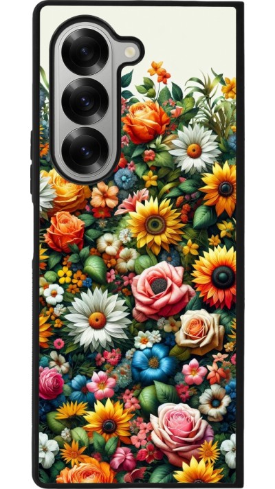 Samsung Galaxy Z Fold6 Case Hülle - Silikon schwarz Sommer Blumenmuster