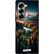 Coque Samsung Galaxy Z Fold6 - Silicone rigide noir Sunset Forest Lake
