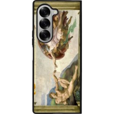 Coque Samsung Galaxy Z Fold6 - Silicone rigide noir Tableau art - La Création d’Adam - Michel-Ange