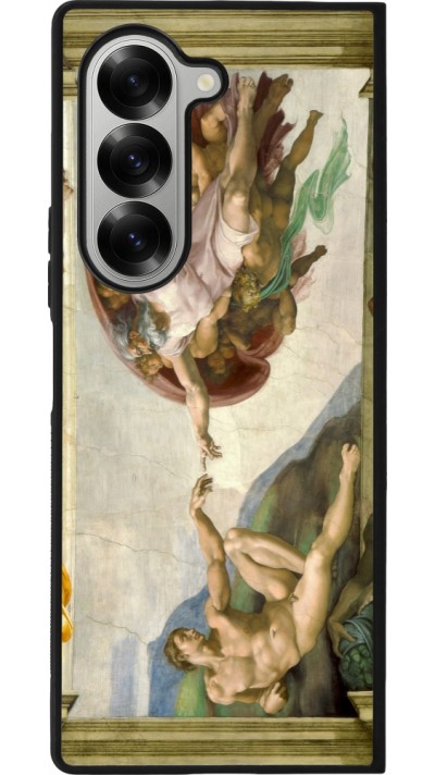 Coque Samsung Galaxy Z Fold6 - Silicone rigide noir Tableau art - La Création d’Adam - Michel-Ange