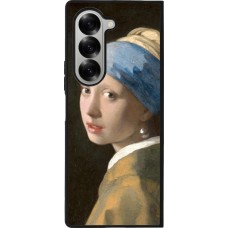 Coque Samsung Galaxy Z Fold6 - Silicone rigide noir Tableau art - La Jeune fille à la perle - Johannes Vermeer