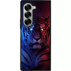 Coque Samsung Galaxy Z Fold6 - Silicone rigide noir Tiger Blue Red