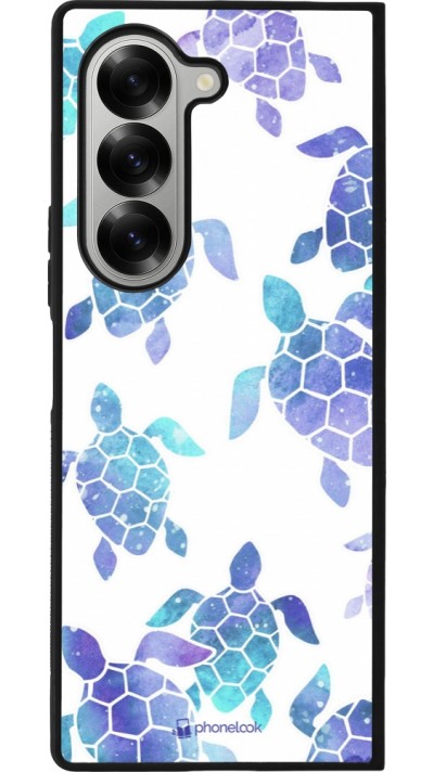 Coque Samsung Galaxy Z Fold6 - Silicone rigide noir Turtles pattern watercolor