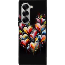 Coque Samsung Galaxy Z Fold6 - Silicone rigide noir Valentine 2024 Coeur Noir Abstrait