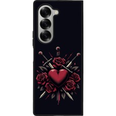 Coque Samsung Galaxy Z Fold6 - Silicone rigide noir Valentine 2024 gothic love
