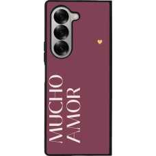 Coque Samsung Galaxy Z Fold6 - Silicone rigide noir Valentine 2024 mucho amor rosado