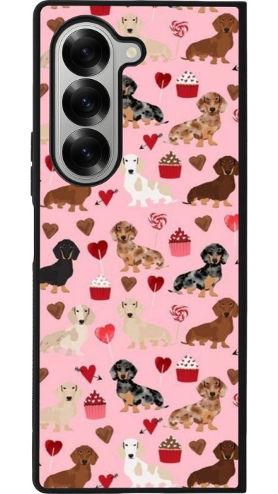 Coque Samsung Galaxy Z Fold6 - Silicone rigide noir Valentine 2024 puppy love