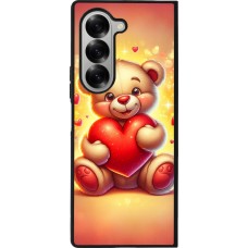 Coque Samsung Galaxy Z Fold6 - Silicone rigide noir Valentine 2024 Teddy love