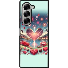 Coque Samsung Galaxy Z Fold6 - Silicone rigide noir Valentine 2025 Chic