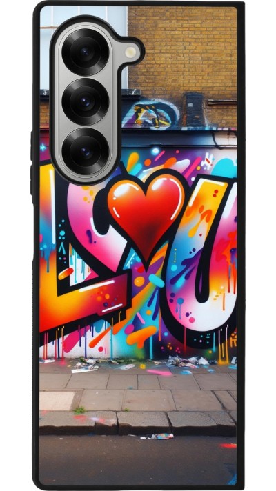 Coque Samsung Galaxy Z Fold6 - Silicone rigide noir Valentine 2025 Love U Tag