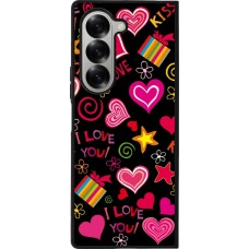 Coque Samsung Galaxy Z Fold6 - Silicone rigide noir Valentine 2023 love symbols