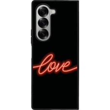 Coque Samsung Galaxy Z Fold6 - Silicone rigide noir Valentine 2023 neon love