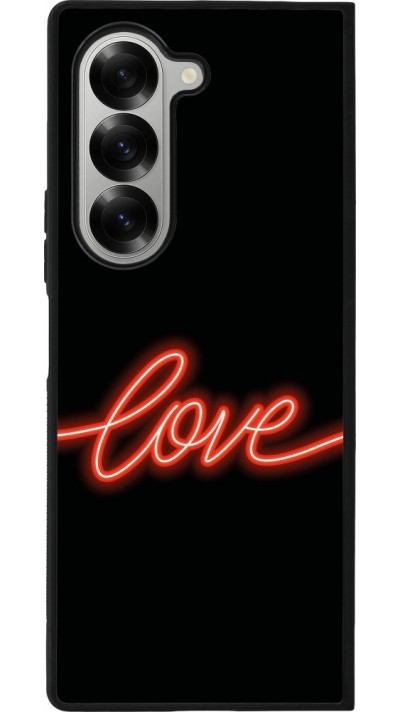 Coque Samsung Galaxy Z Fold6 - Silicone rigide noir Valentine 2023 neon love