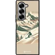 Coque Samsung Galaxy Z Fold6 - Silicone rigide noir Vintage Ski Mountain