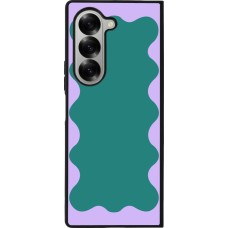 Coque Samsung Galaxy Z Fold6 - Silicone rigide noir Wavy Rectangle Green Purple