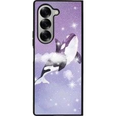 Coque Samsung Galaxy Z Fold6 - Silicone rigide noir Whale in sparking stars