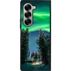 Coque Samsung Galaxy Z Fold6 - Silicone rigide noir Winter 22 Northern Lights