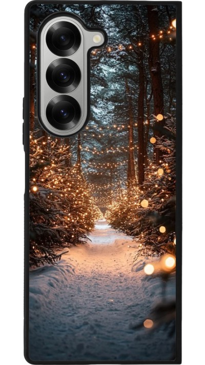 Coque Samsung Galaxy Z Fold6 - Silicone rigide noir Winter 25 Winter snowy road