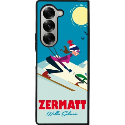 Coque Samsung Galaxy Z Fold6 - Silicone rigide noir Zermatt Ski Downhill
