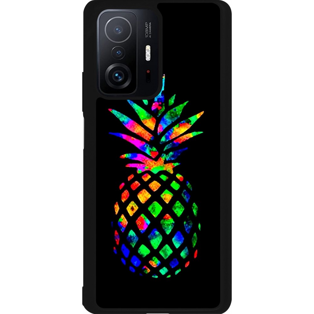 Coque Xiaomi 11T - Silicone rigide noir Ananas Multi-colors