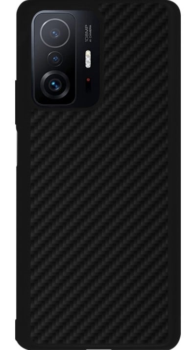 Coque Xiaomi 11T - Silicone rigide noir Carbon Basic