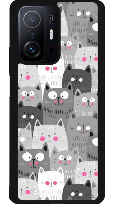 Xiaomi 11T Case Hülle - Silikon schwarz Katzenschwärme