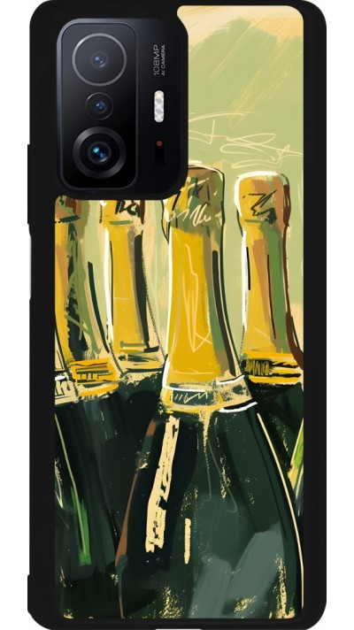 Coque Xiaomi 11T - Silicone rigide noir Champagne peinture