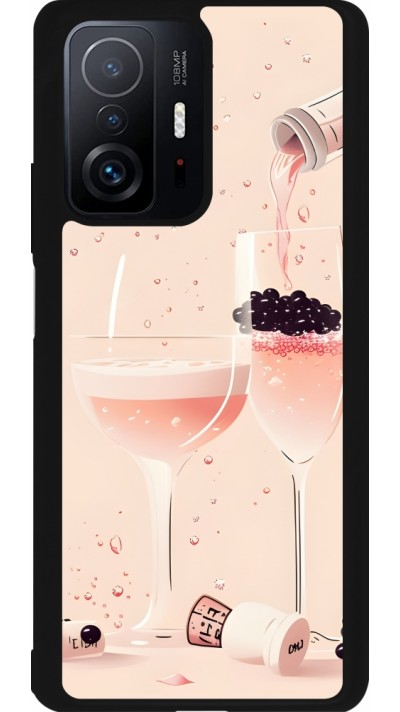 Coque Xiaomi 11T - Silicone rigide noir Champagne Pouring Pink