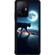 Xiaomi 11T Case Hülle - Silikon schwarz Schwarze Katze unter dem Vollmond