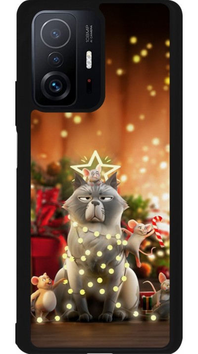 Coque Xiaomi 11T - Silicone rigide noir Christmas 25 Xmas Cat