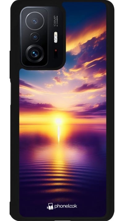 Xiaomi 11T Case Hülle - Silikon schwarz Sonnenuntergang gelb violett
