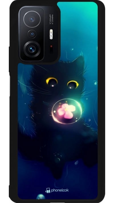 Coque Xiaomi 11T - Silicone rigide noir Cute Cat Bubble