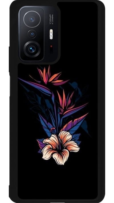 Coque Xiaomi 11T - Silicone rigide noir Dark Flowers