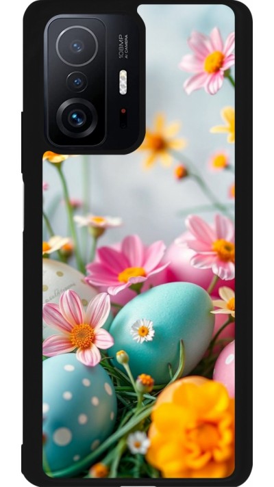 Xiaomi 11T Case Hülle - Silikon schwarz Easter 2026 Eggs with flowers
