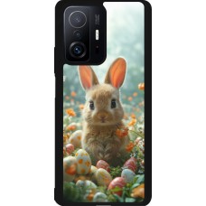 Coque Xiaomi 11T - Silicone rigide noir Easter 2026 Rabbit in the garden