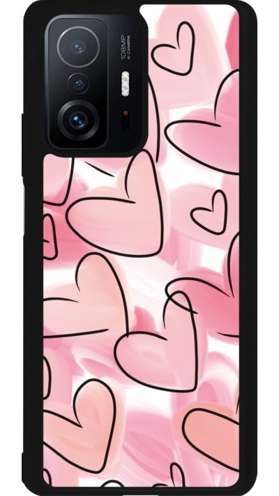 Coque Xiaomi 11T - Silicone rigide noir Easter 2023 pink hearts
