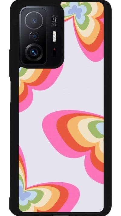 Coque Xiaomi 11T - Silicone rigide noir Easter 2024 rainbow butterflies