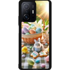 Coque Xiaomi 11T - Silicone rigide noir Easter 2025 Panier Pâques
