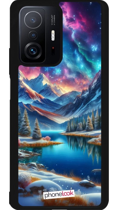 Coque Xiaomi 11T - Silicone rigide noir Fantasy Mountain Lake Sky Stars