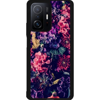 Xiaomi 11T Case Hülle - Silikon schwarz Flowers Dark