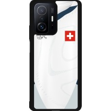 Coque Xiaomi 11T - Silicone rigide noir Maillot de football Suisse Extérieur personnalisable