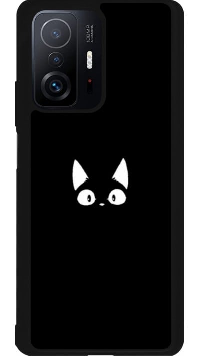 Coque Xiaomi 11T - Silicone rigide noir Funny cat on black