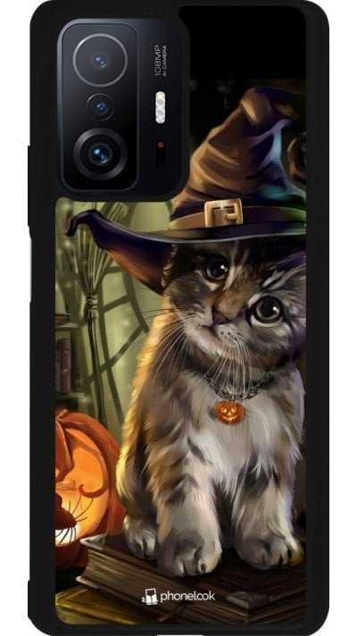 Coque Xiaomi 11T - Silicone rigide noir Halloween 21 Witch cat
