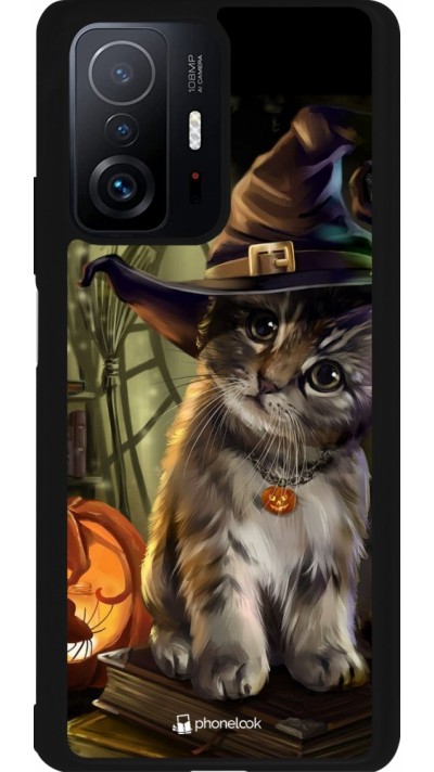 Coque Xiaomi 11T - Silicone rigide noir Halloween 21 Witch cat