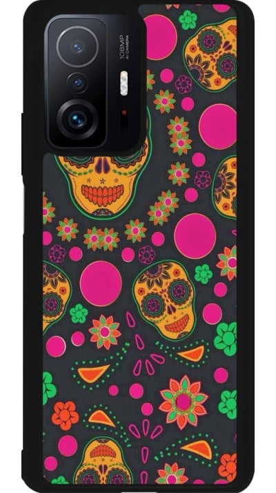 Coque Xiaomi 11T - Silicone rigide noir Halloween 22 colorful mexican skulls