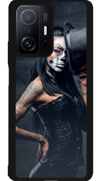 Coque Xiaomi 11T - Silicone rigide noir Halloween 22 Tattooed Girl